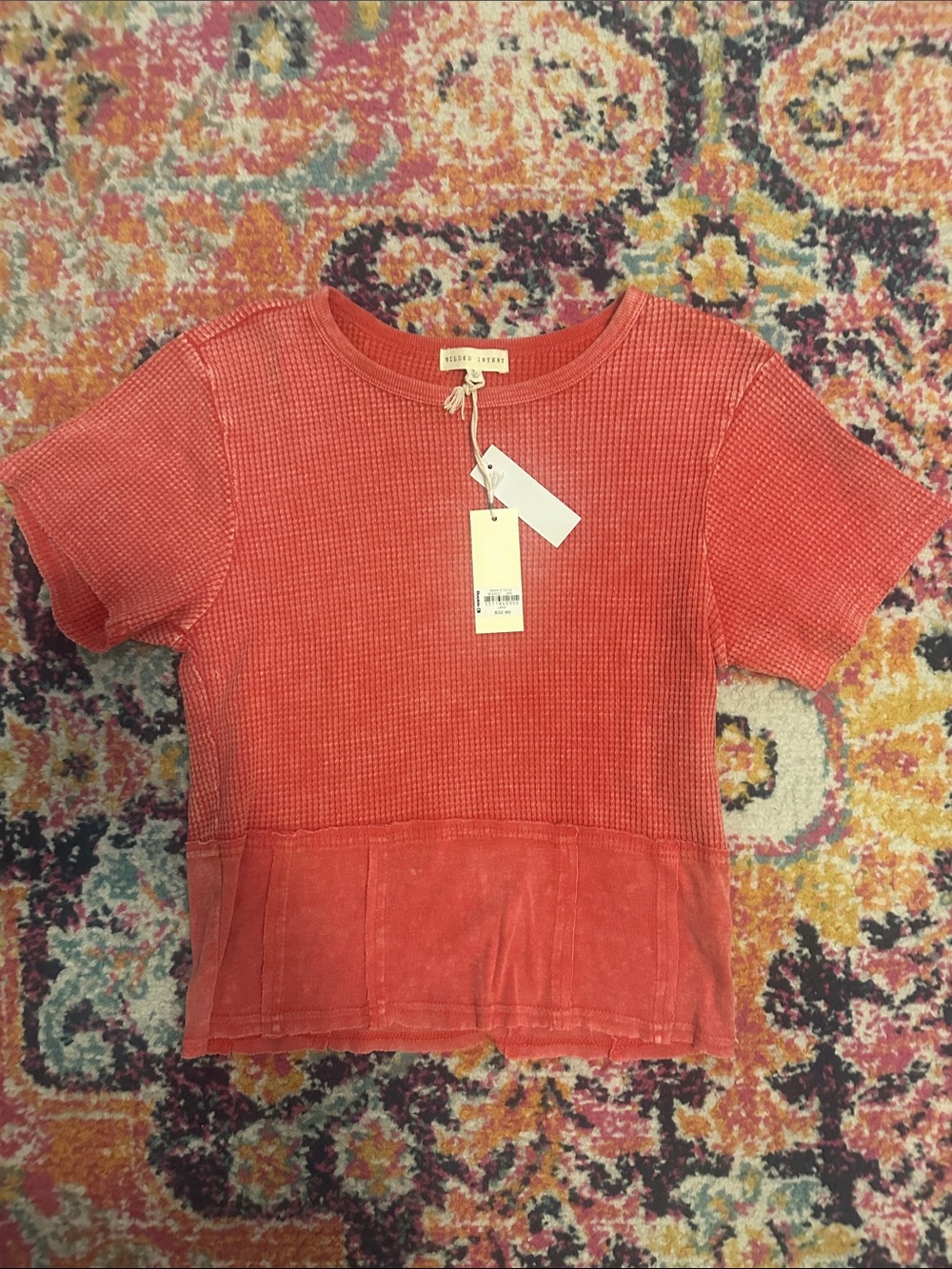 Magenta kid’s Short Sleeve Waffle Knit Top by